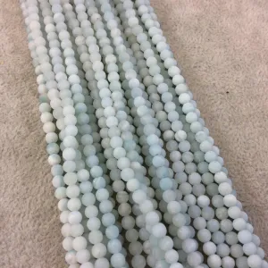 4mm Matte Smooth Round Blue-Green Amazonite Beads - 15.75" Strand (Approximately 106 Beads) - Natural Semi-Precious Gemstone