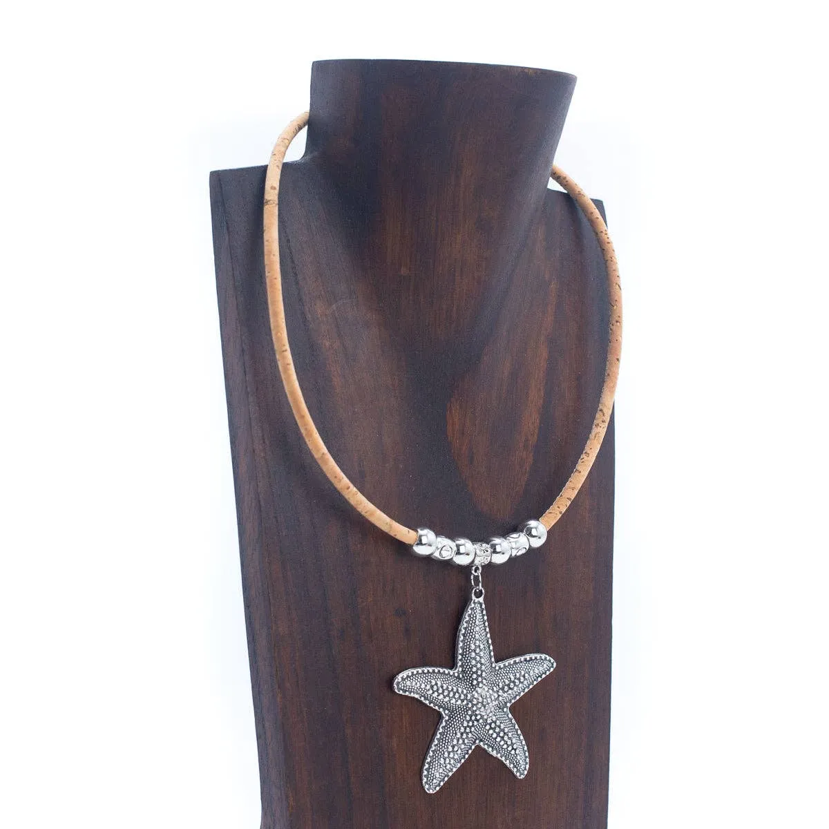 5MM Natural Cork with Flowers Handmade Necklace