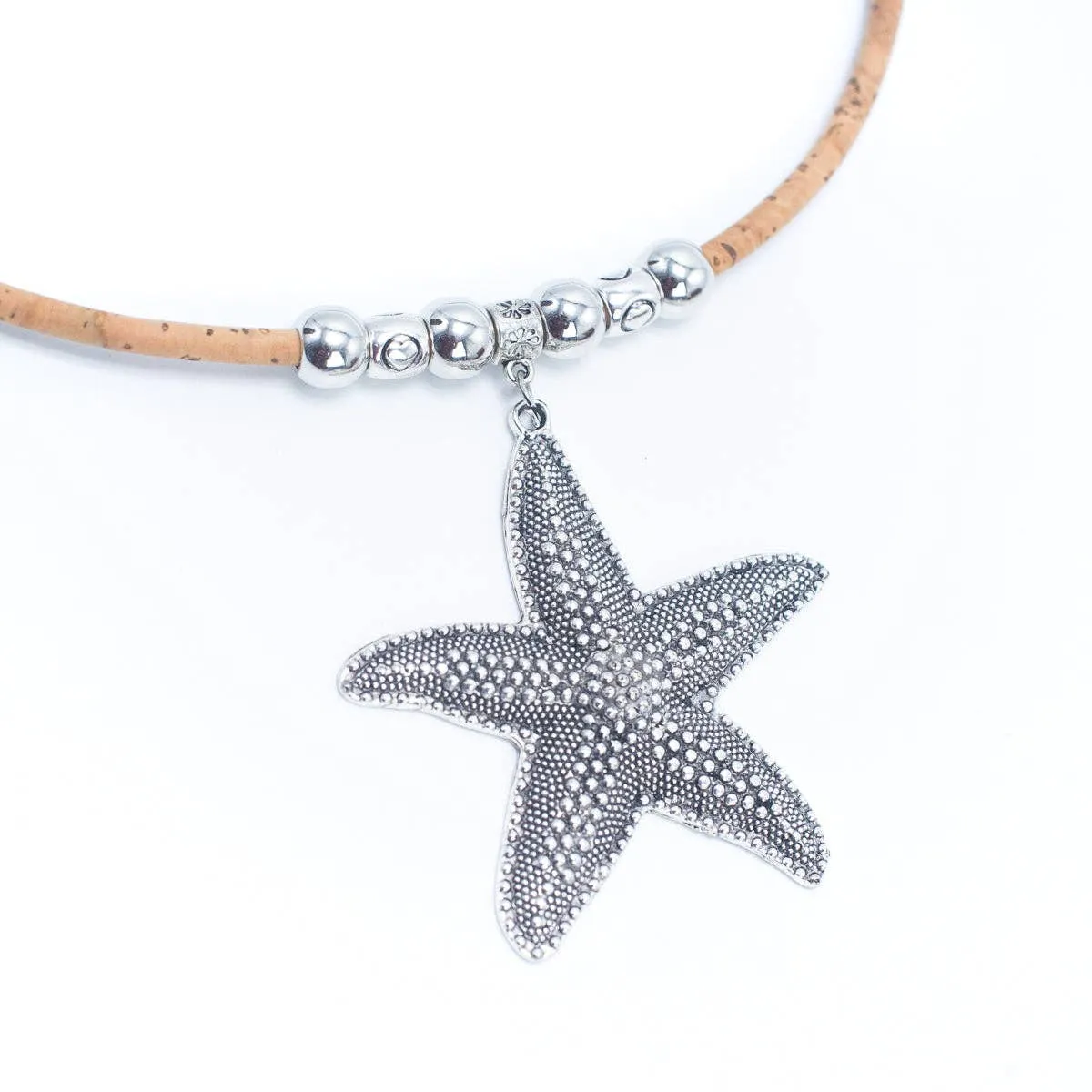 5MM Natural Cork with Flowers Handmade Necklace
