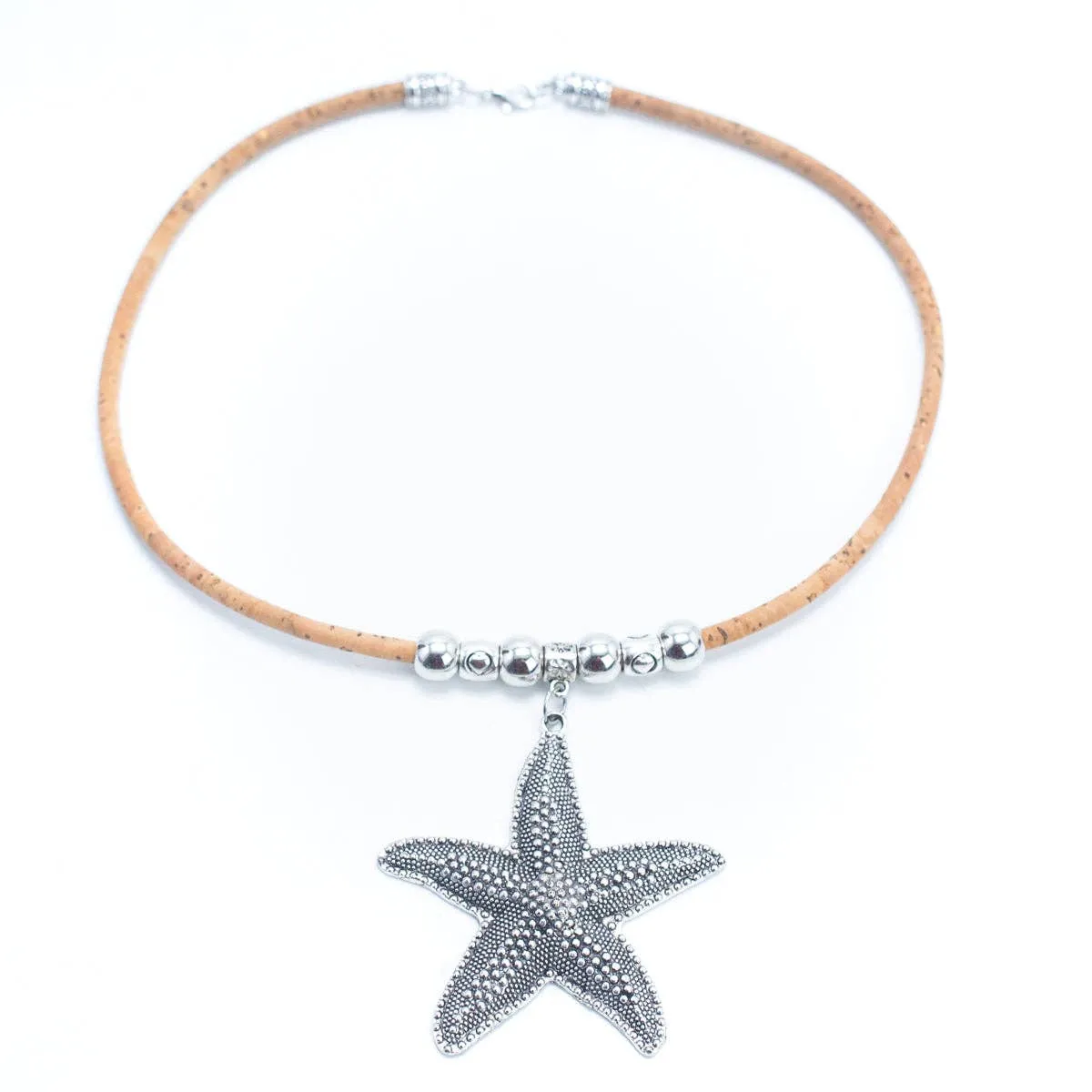 5MM Natural Cork with Flowers Handmade Necklace