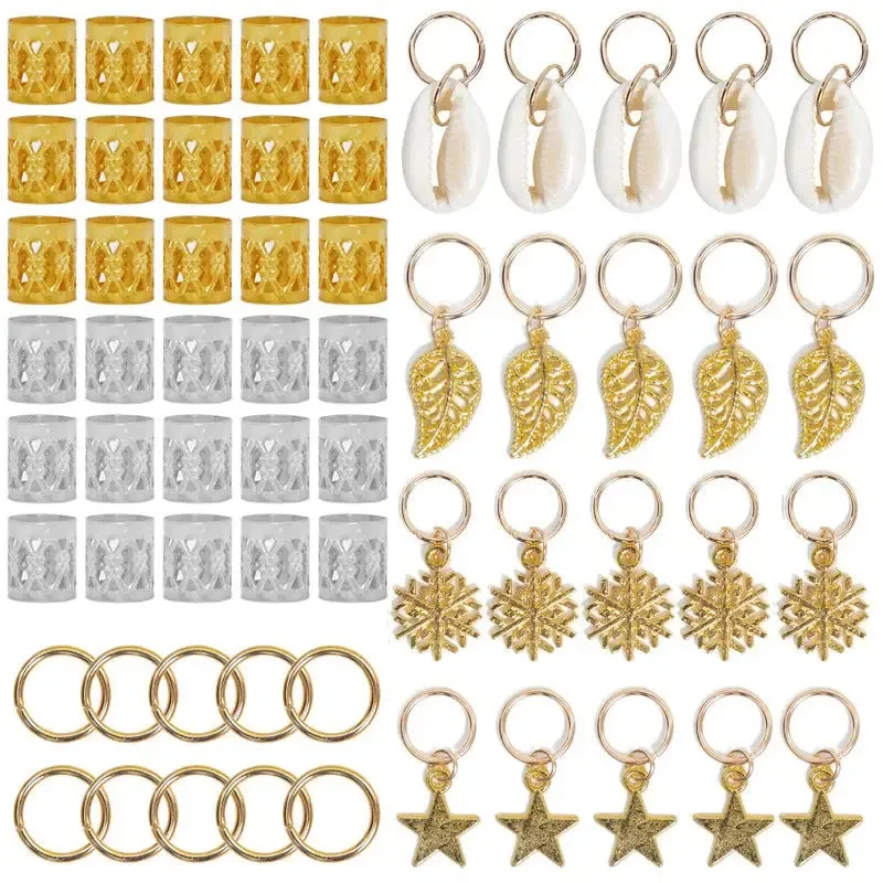 60-170pcs  Metal African Hair Rings, Beads, Cuffs, Tubes, Charms for Hair Braids for Women & Men/Boys & Girls
