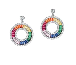 925 Silver Rainbow Colorful Zicron Earrings