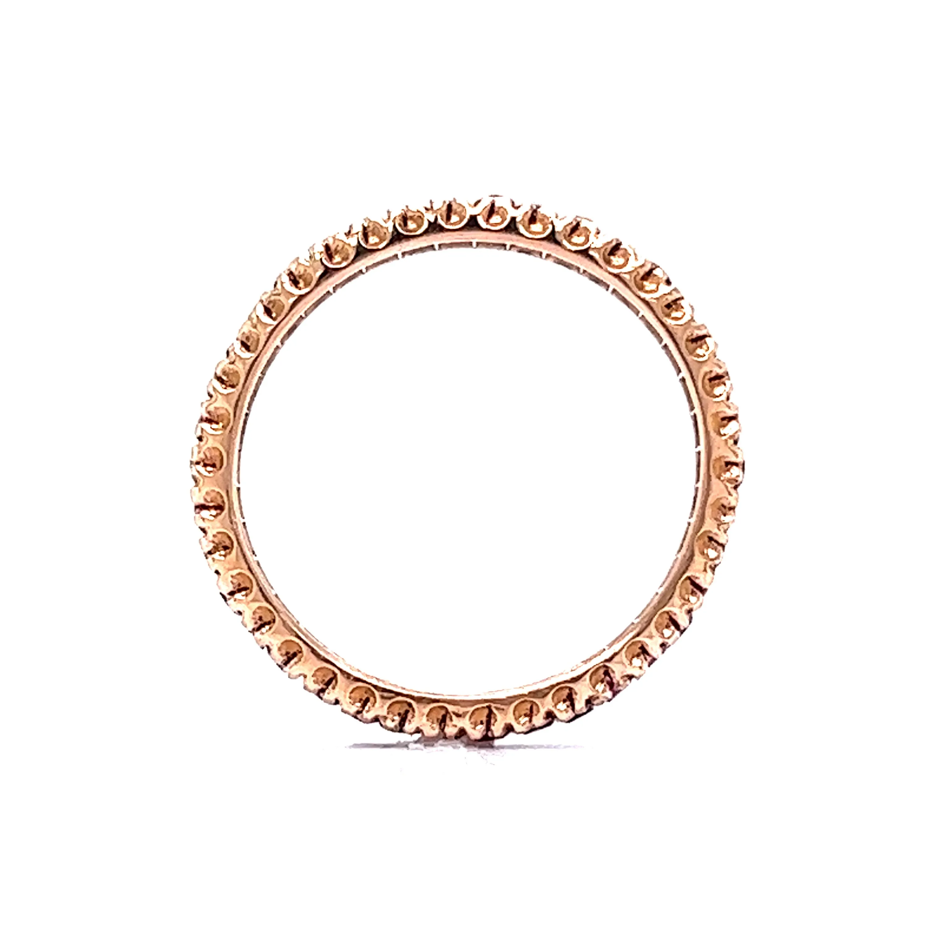 .95 Round Cut Ruby Eternity Wedding Band in 14k Rose Gold