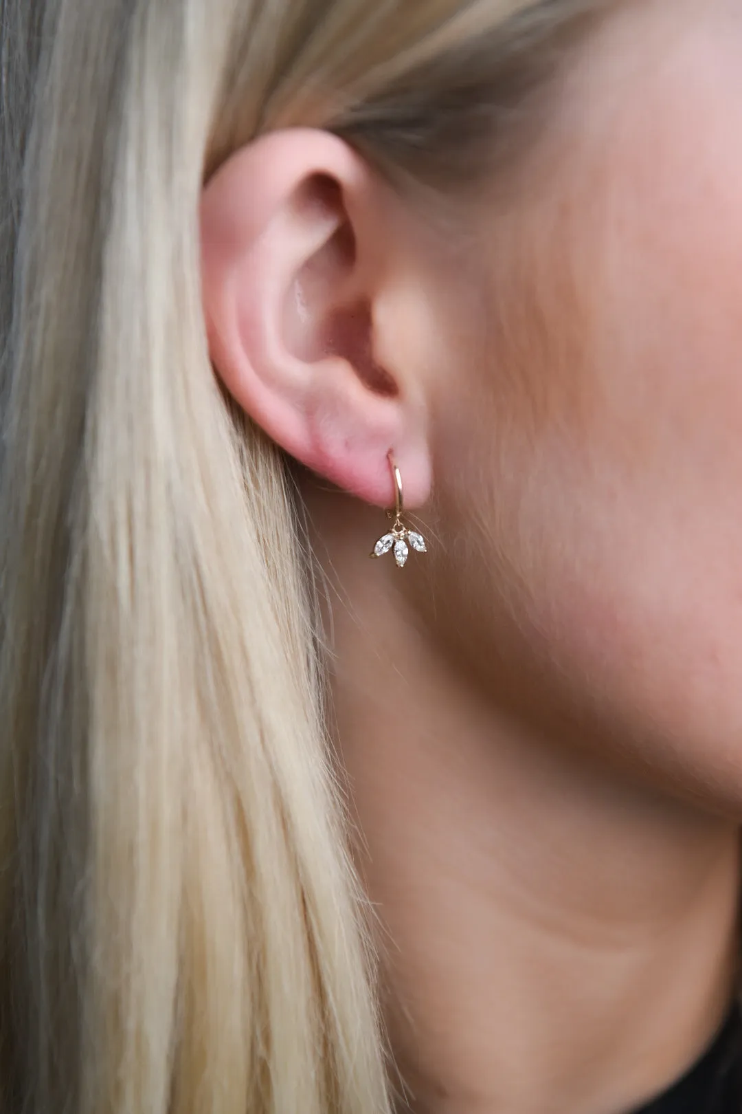 9ct Yellow Gold Hoop Earrings With Three Pear Drop Czs