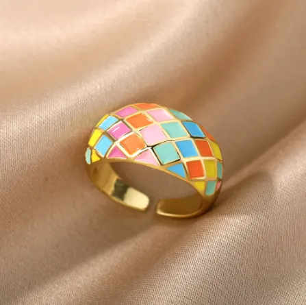 Adjustable Colorful Enamel Ring