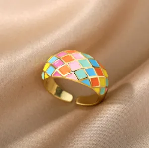 Adjustable Colorful Enamel Ring