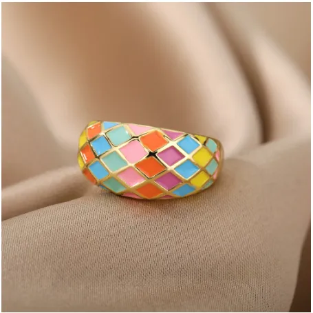 Adjustable Colorful Enamel Ring