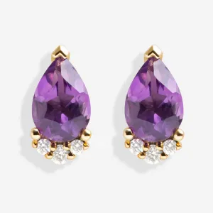 Amethyst Crown & Diamond Earrings | 9ct Gold