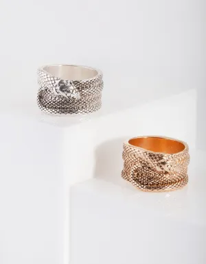 Antique Gold Etched Snake Ring