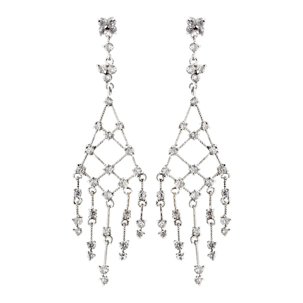 Antique Silver Clear Cubic Zirconia Earring E 2156
