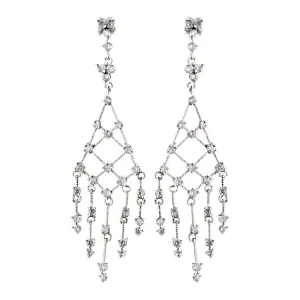 Antique Silver Clear Cubic Zirconia Earring E 2156