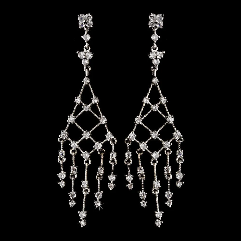 Antique Silver Clear Cubic Zirconia Earring E 2156
