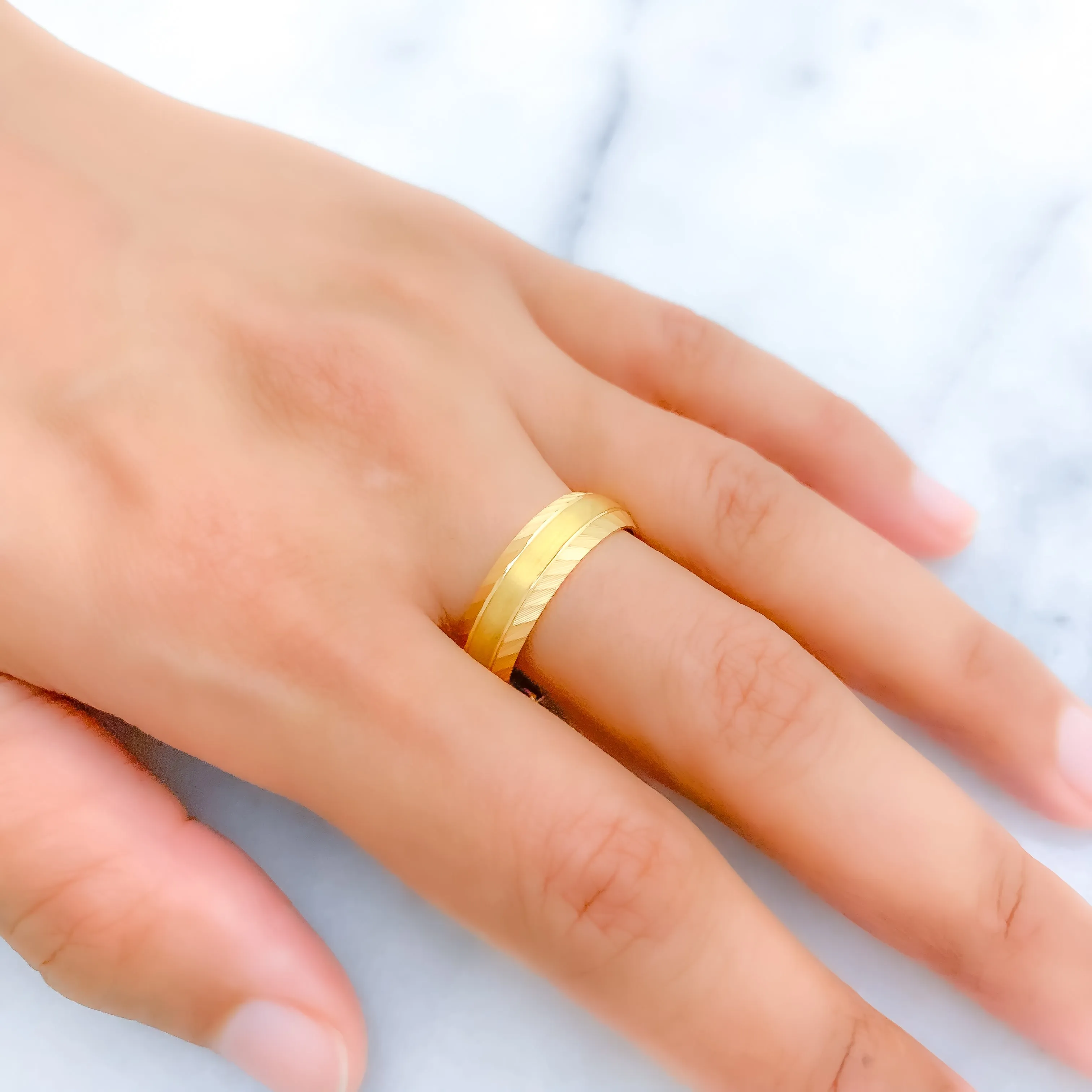Artistic Brushed Gold 22k Gold Band