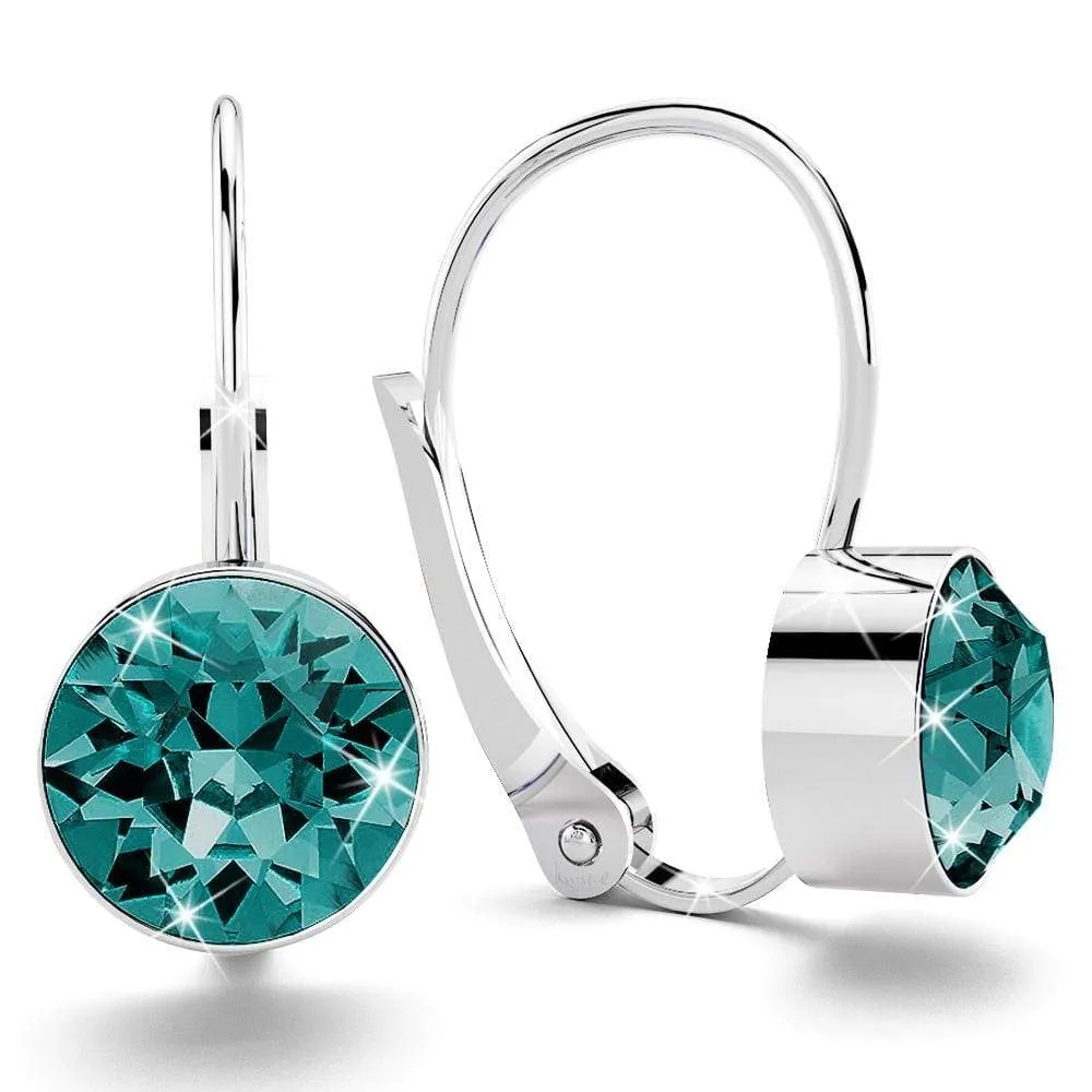 Audrey Lever Back Earrings Embellished With SWAROVSKI® Crystals - Blue Zircon