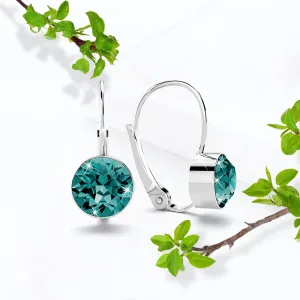 Audrey Lever Back Earrings Embellished With SWAROVSKI® Crystals - Blue Zircon