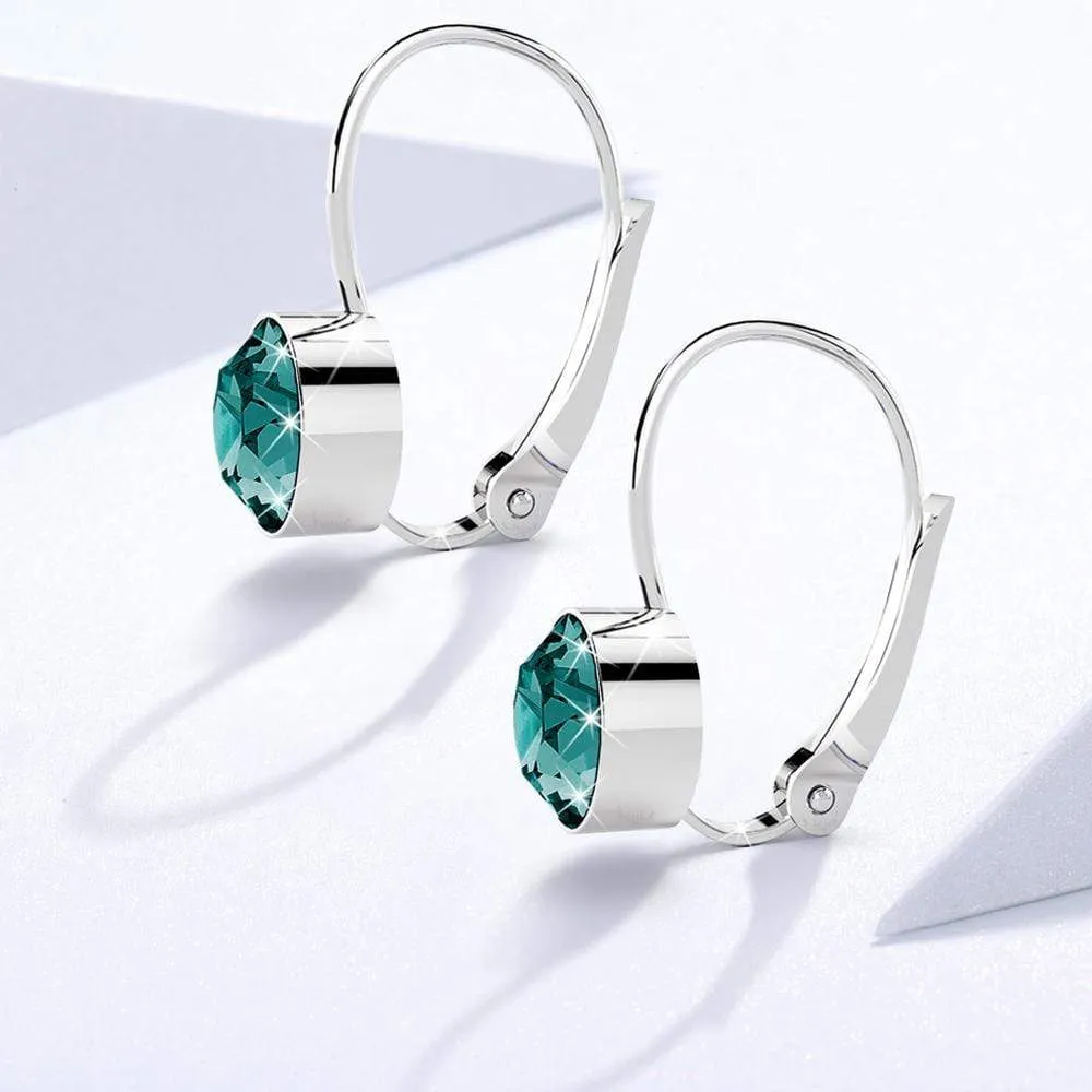 Audrey Lever Back Earrings Embellished With SWAROVSKI® Crystals - Blue Zircon