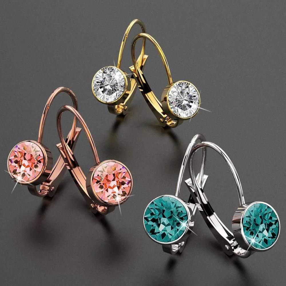 Audrey Lever Back Earrings Embellished With SWAROVSKI® Crystals - Blue Zircon