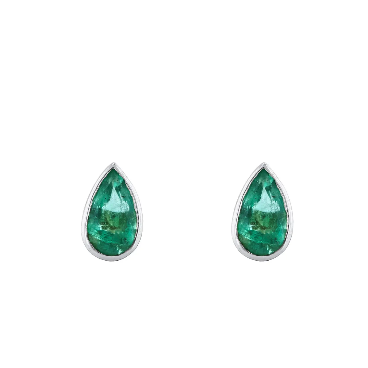 Bijou Collection 0.39ct Emerald Rubover Stud Earrings | 9K White Gold