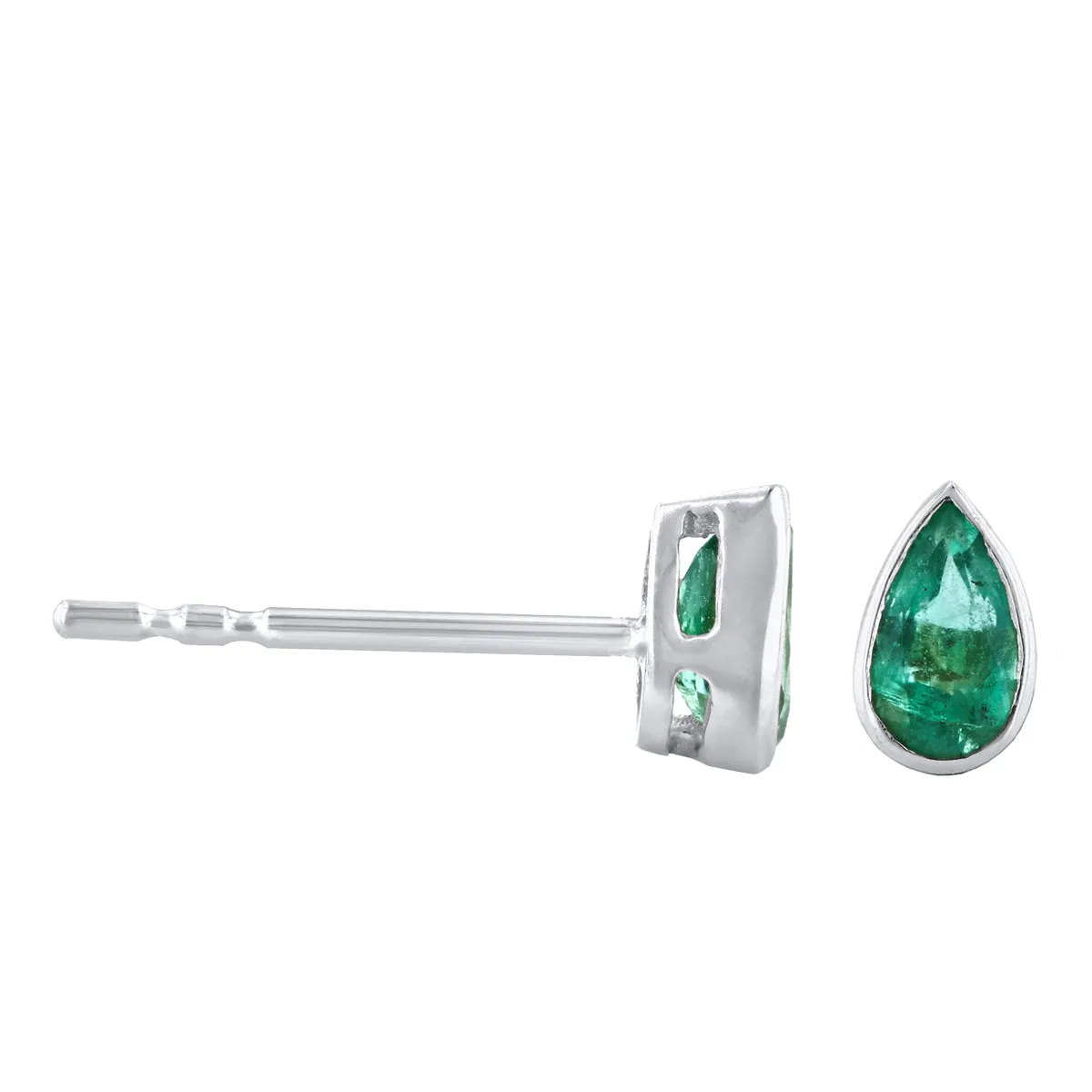Bijou Collection 0.39ct Emerald Rubover Stud Earrings | 9K White Gold