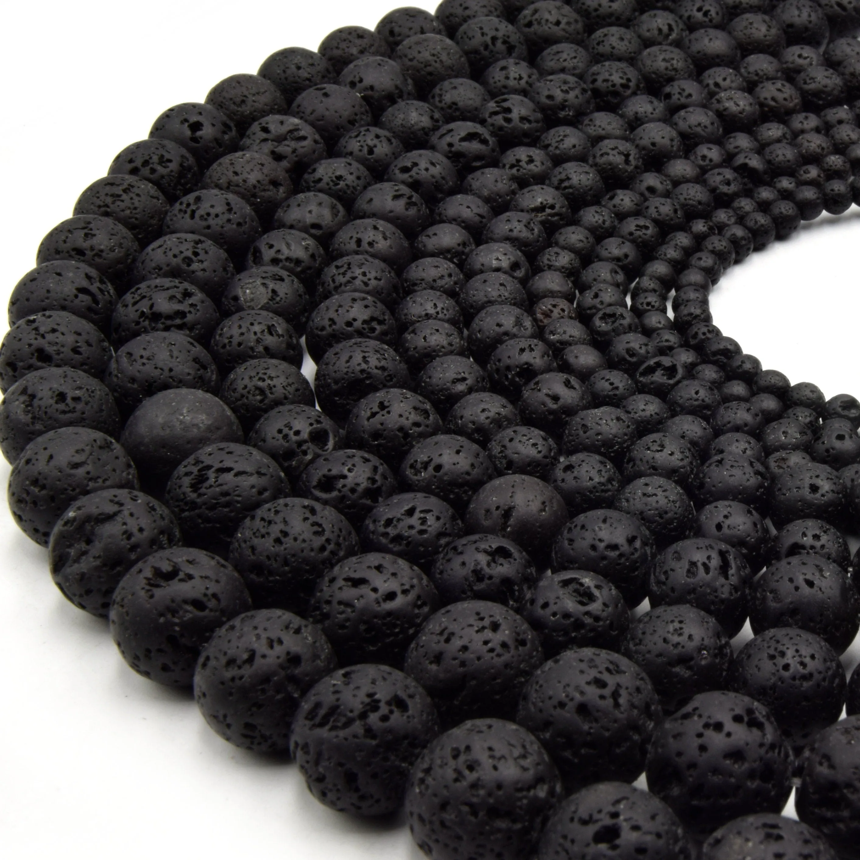 Black Lava Beads | Sealed Coated Black Colored Volcanic Lava Rock Round Shaped Beads | 4mm 6mm 8mm 10mm 12mm