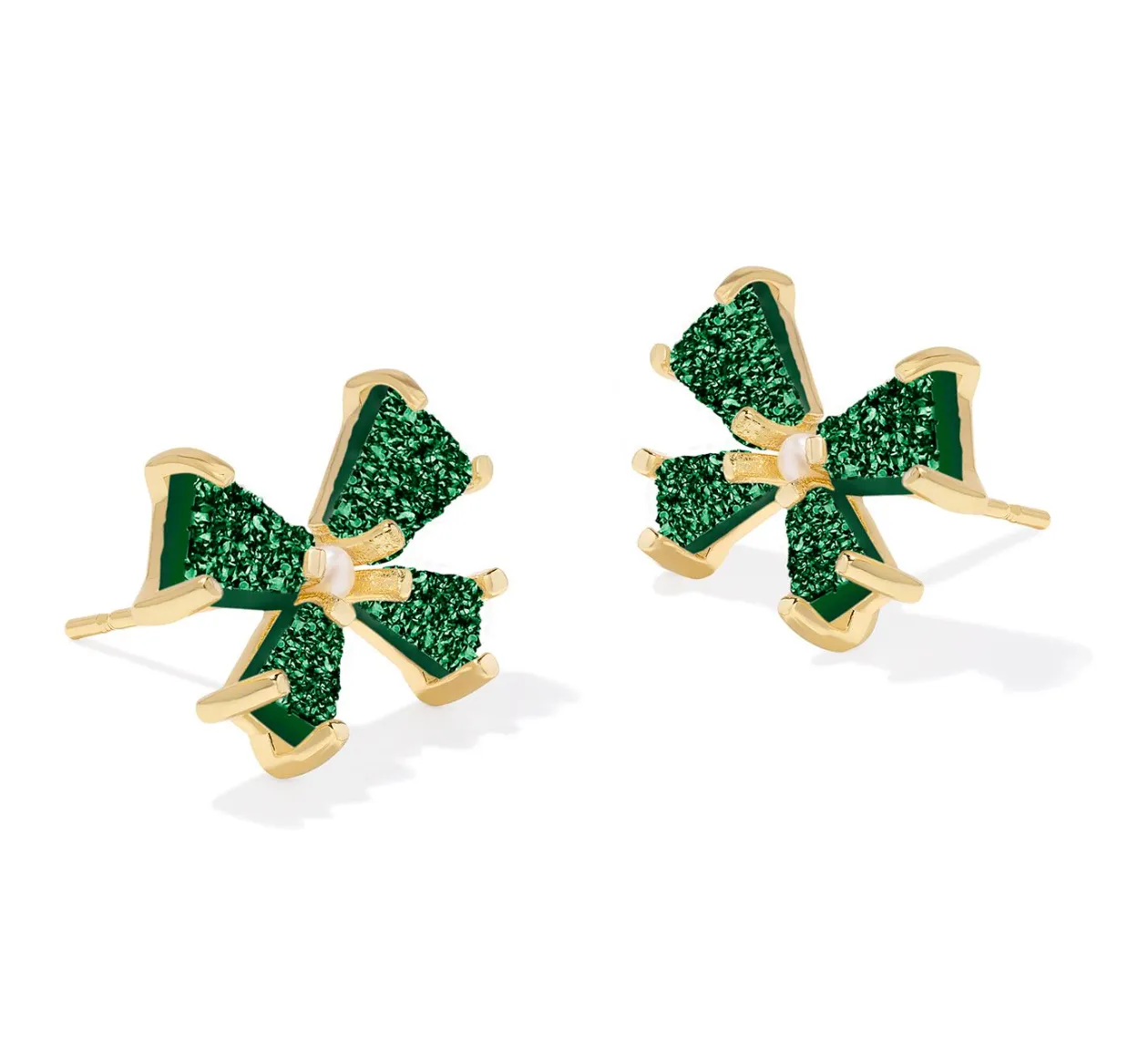 Blair Gold Bow Small Stud Earrings in Emerald Drusy | KENDRA SCOTT