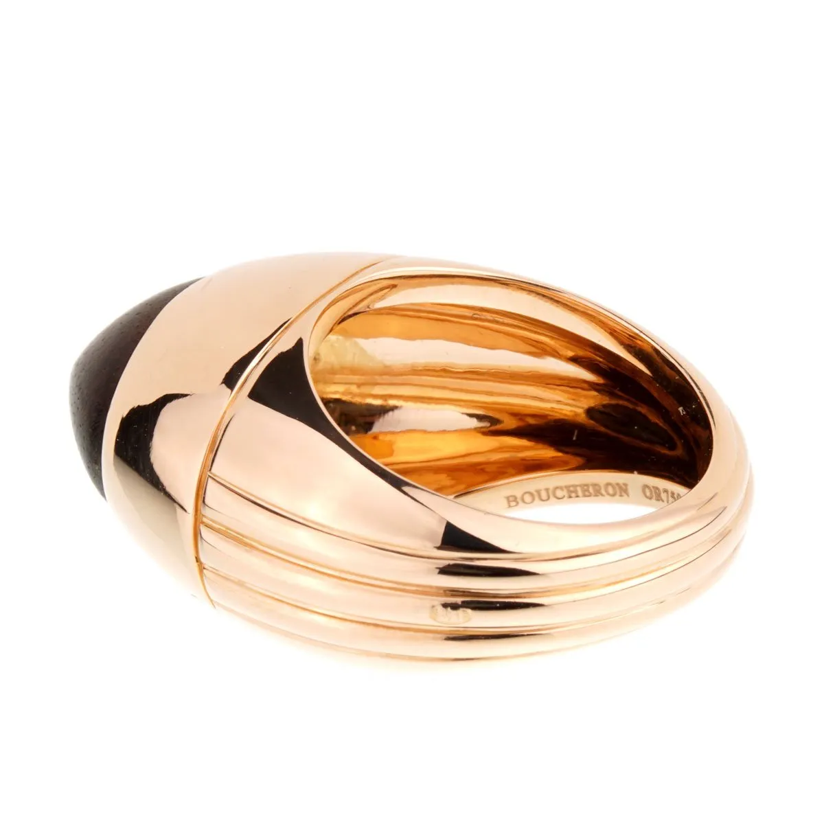 Boucheron Limited Edition 18k Rose Gold Wood Ring Sz 5 1/2
