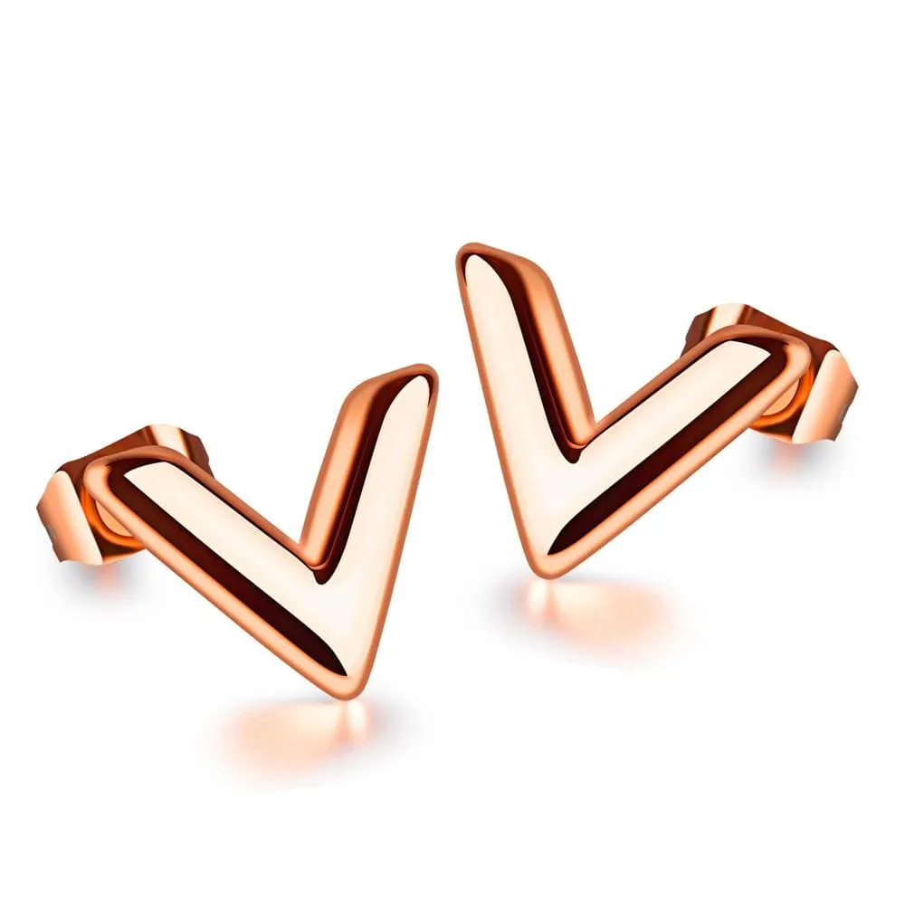 Boxed Bellatrix Star Bangle & V-Style Stud Earrings Set in Rose Gold