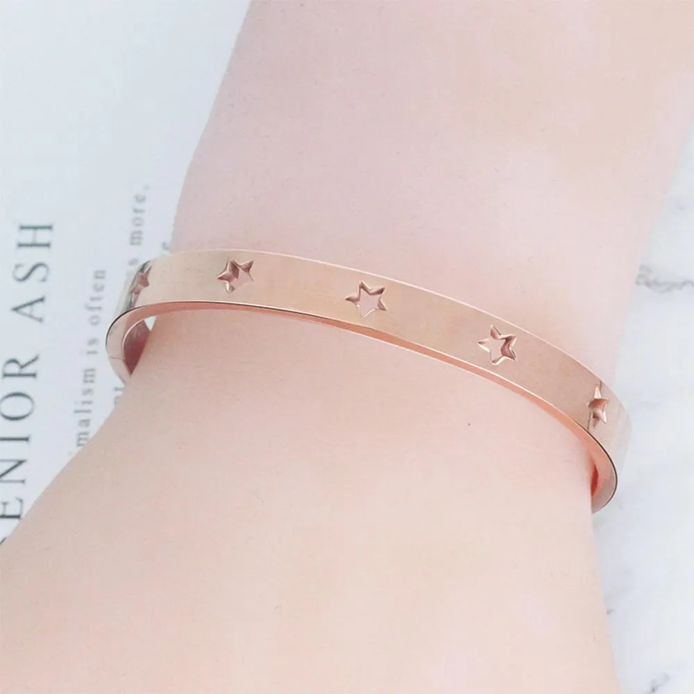 Boxed Bellatrix Star Bangle & V-Style Stud Earrings Set in Rose Gold