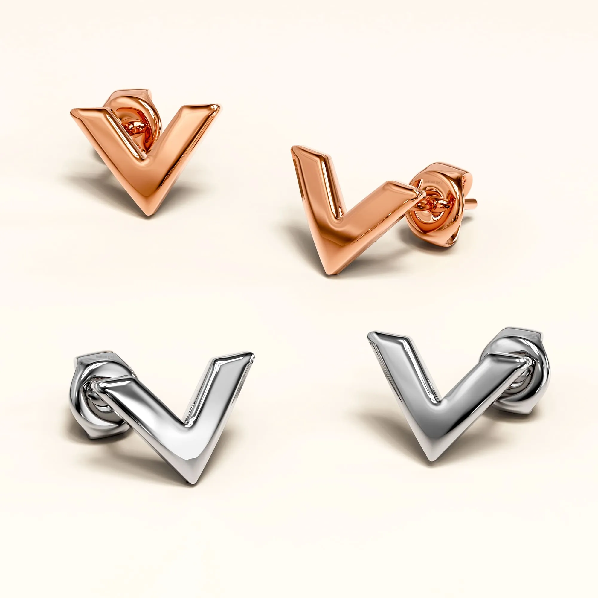 Boxed Bellatrix Star Bangle & V-Style Stud Earrings Set in Rose Gold