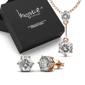 Boxed Divine Crystal Rose Gold Set Embellished with SWAROVSKI® Crystals