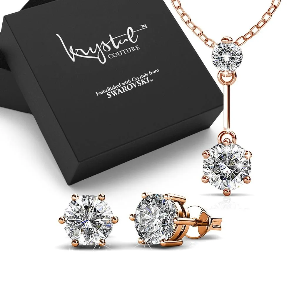Boxed Divine Crystal Rose Gold Set Embellished with SWAROVSKI® Crystals