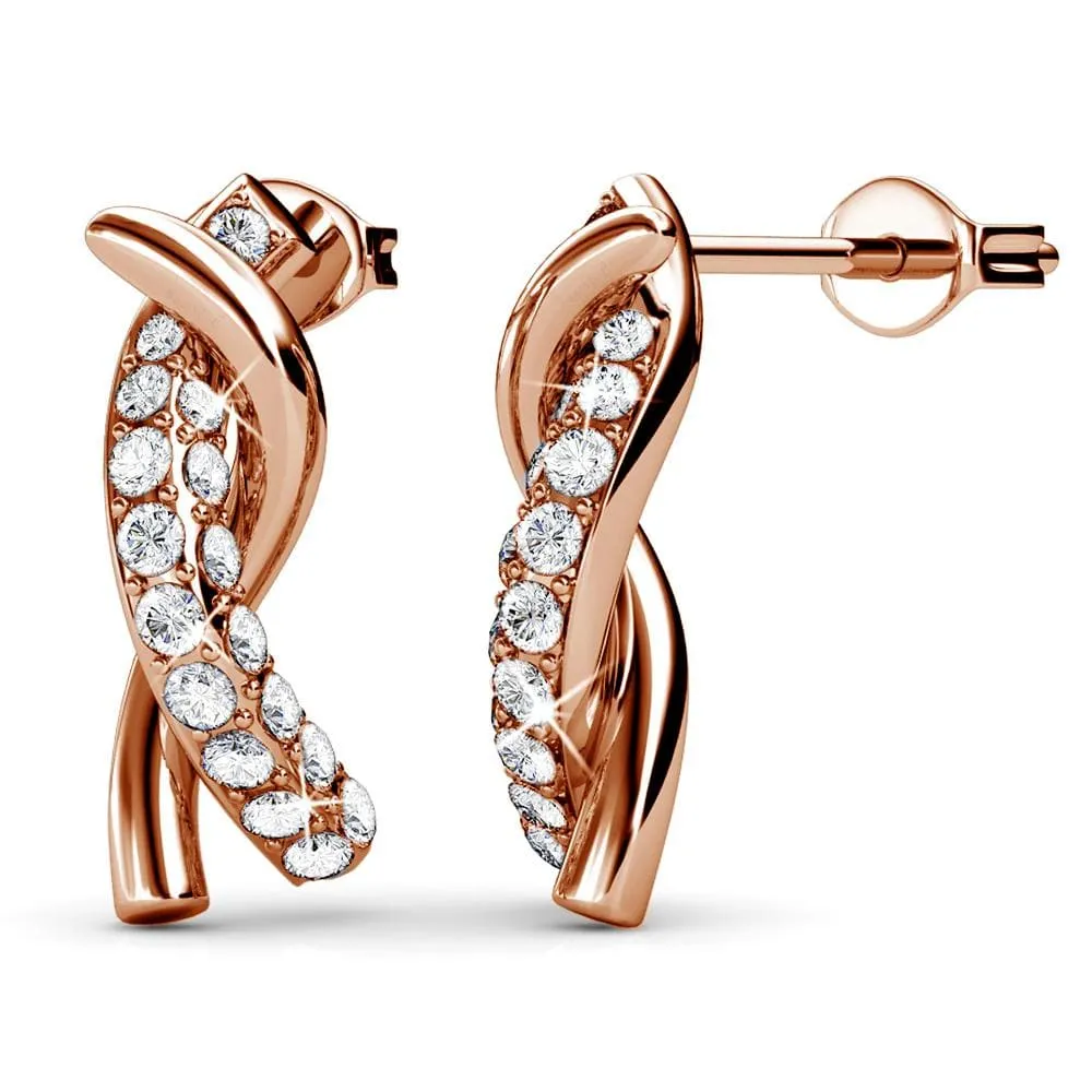 Boxed Intertwined Rose Gold Set Embellished with SWAROVSKI® Crystals