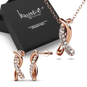 Boxed Intertwined Rose Gold Set Embellished with SWAROVSKI® Crystals