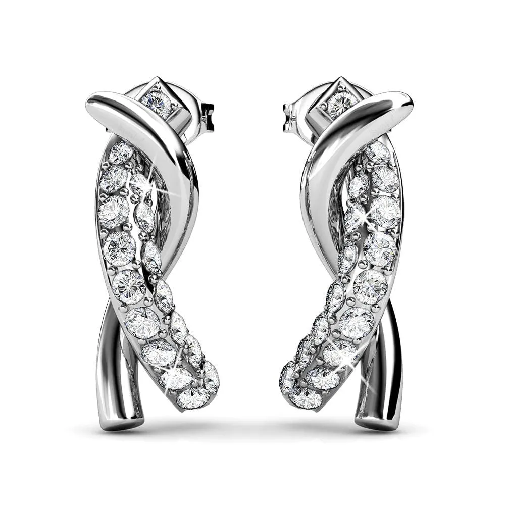 Boxed Intertwined White Gold Set Embellished with SWAROVSKI® Crystals