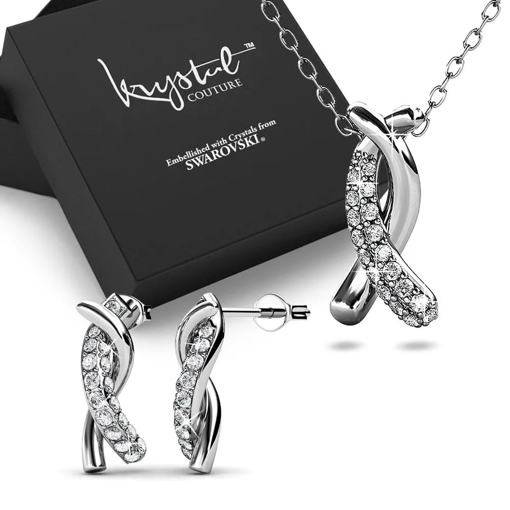 Boxed Intertwined White Gold Set Embellished with SWAROVSKI® Crystals