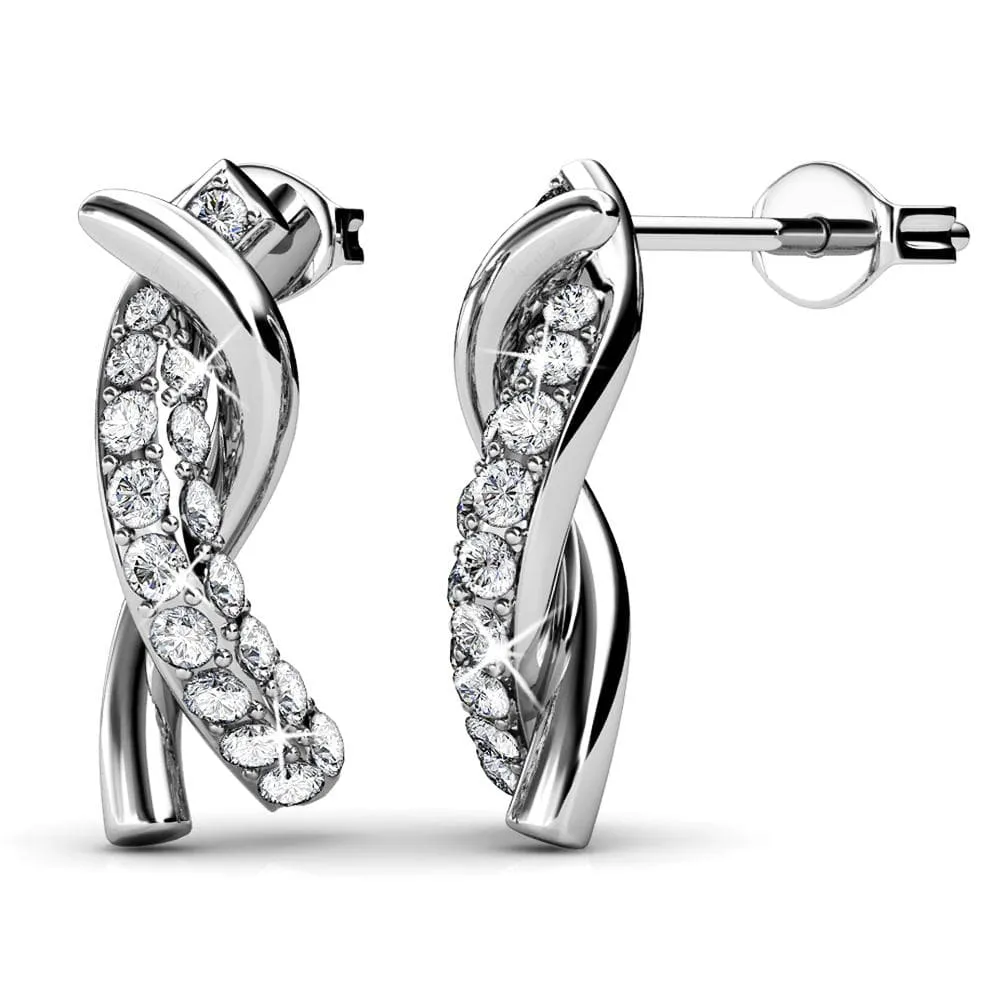 Boxed Intertwined White Gold Set Embellished with SWAROVSKI® Crystals