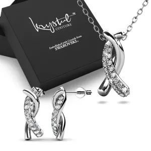 Boxed Intertwined White Gold Set Embellished with SWAROVSKI® Crystals