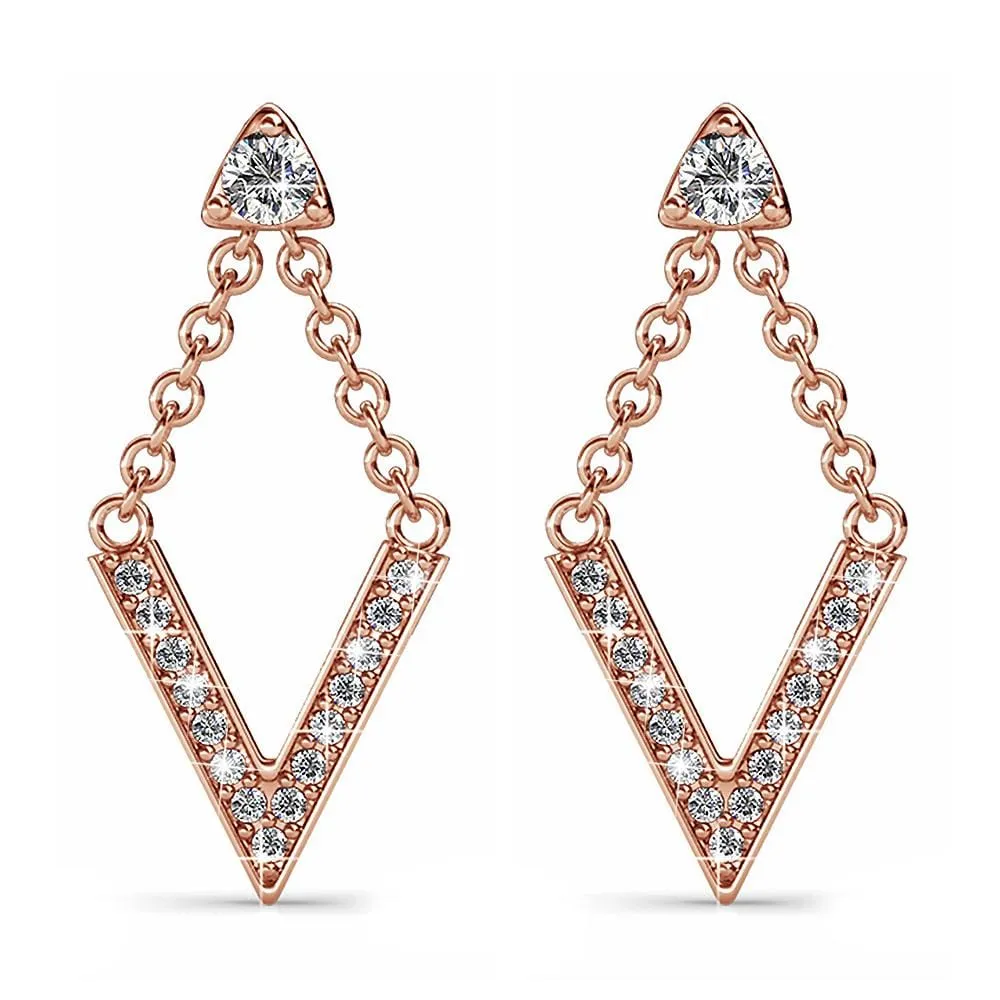 Boxed Luxury V Shaped Rose Gold Set Embellished with SWAROVSKI® Crystals