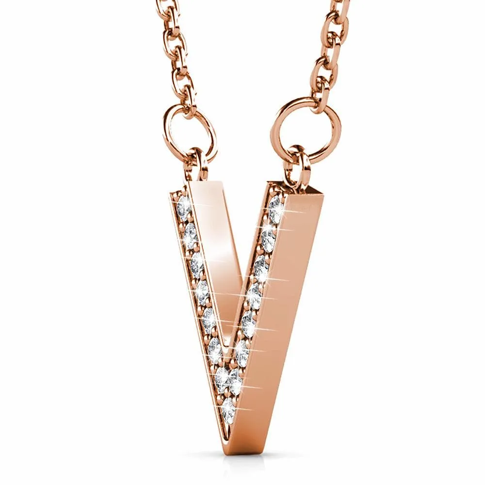 Boxed Luxury V Shaped Rose Gold Set Embellished with SWAROVSKI® Crystals