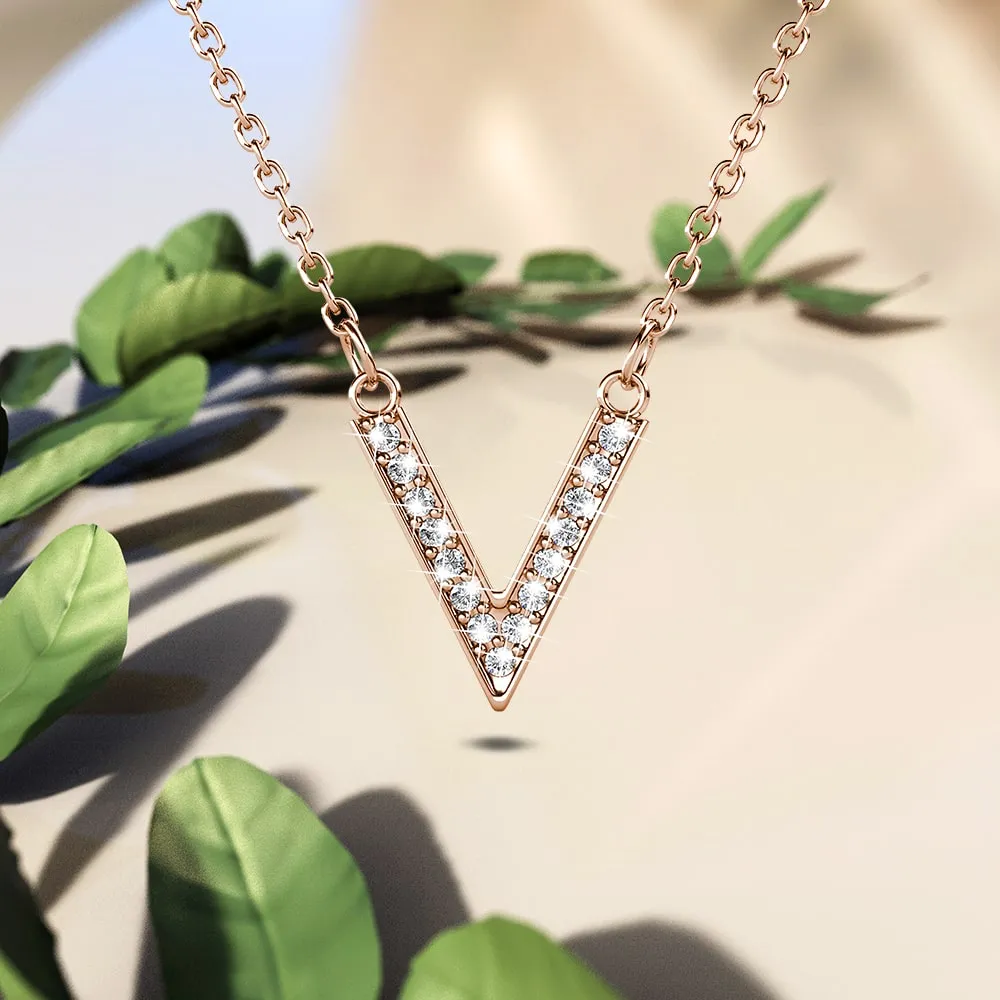 Boxed Luxury V Shaped Rose Gold Set Embellished with SWAROVSKI® Crystals
