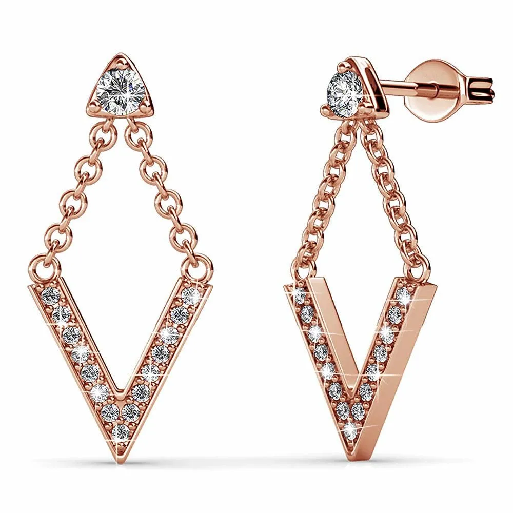 Boxed Luxury V Shaped Rose Gold Set Embellished with SWAROVSKI® Crystals