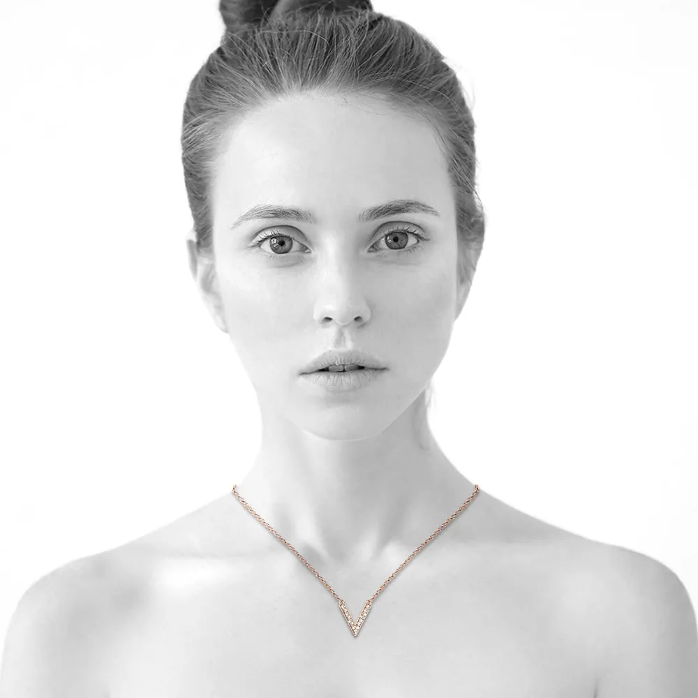 Boxed Luxury V Shaped Rose Gold Set Embellished with SWAROVSKI® Crystals