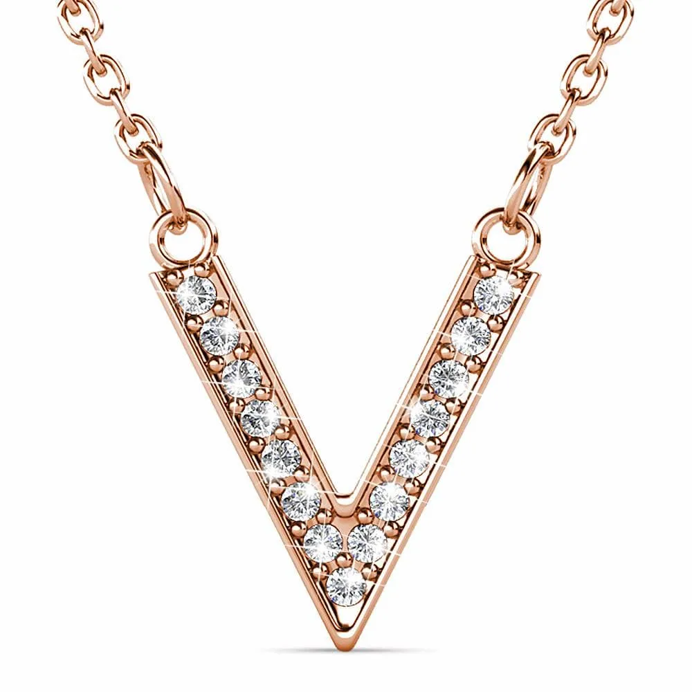 Boxed Luxury V Shaped Rose Gold Set Embellished with SWAROVSKI® Crystals