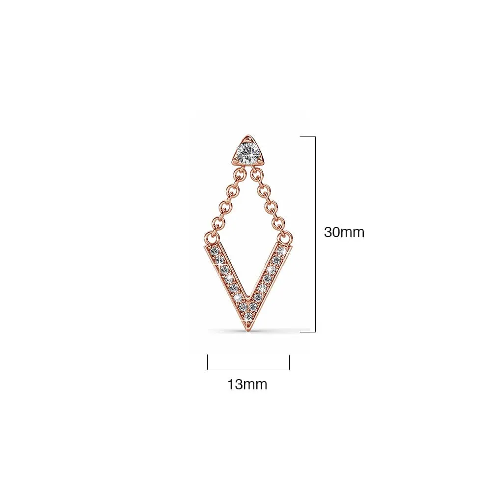 Boxed Luxury V Shaped Rose Gold Set Embellished with SWAROVSKI® Crystals