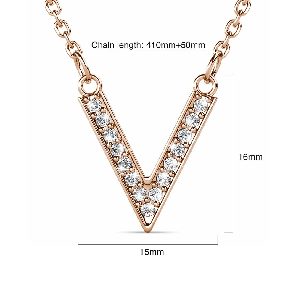Boxed Luxury V Shaped Rose Gold Set Embellished with SWAROVSKI® Crystals