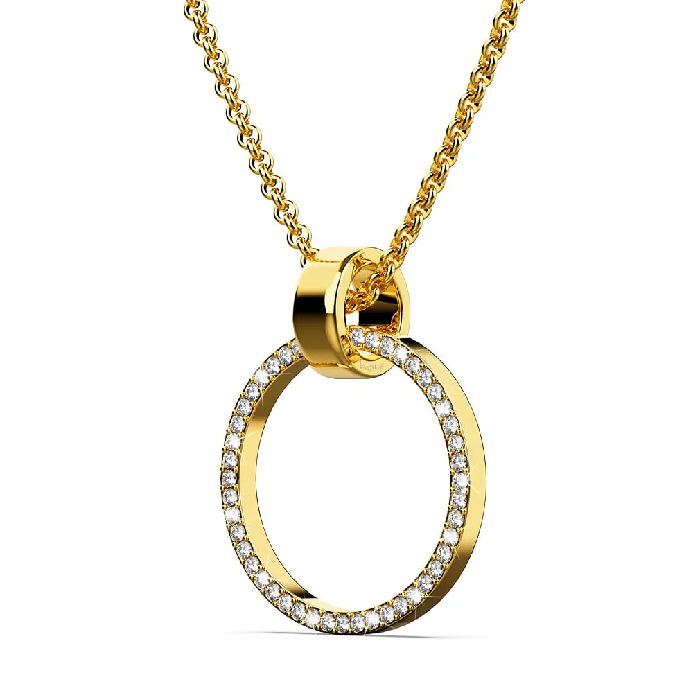 Boxed Orbit Earrings & Necklace Set with SWAROVSKI® Crystal in Gold