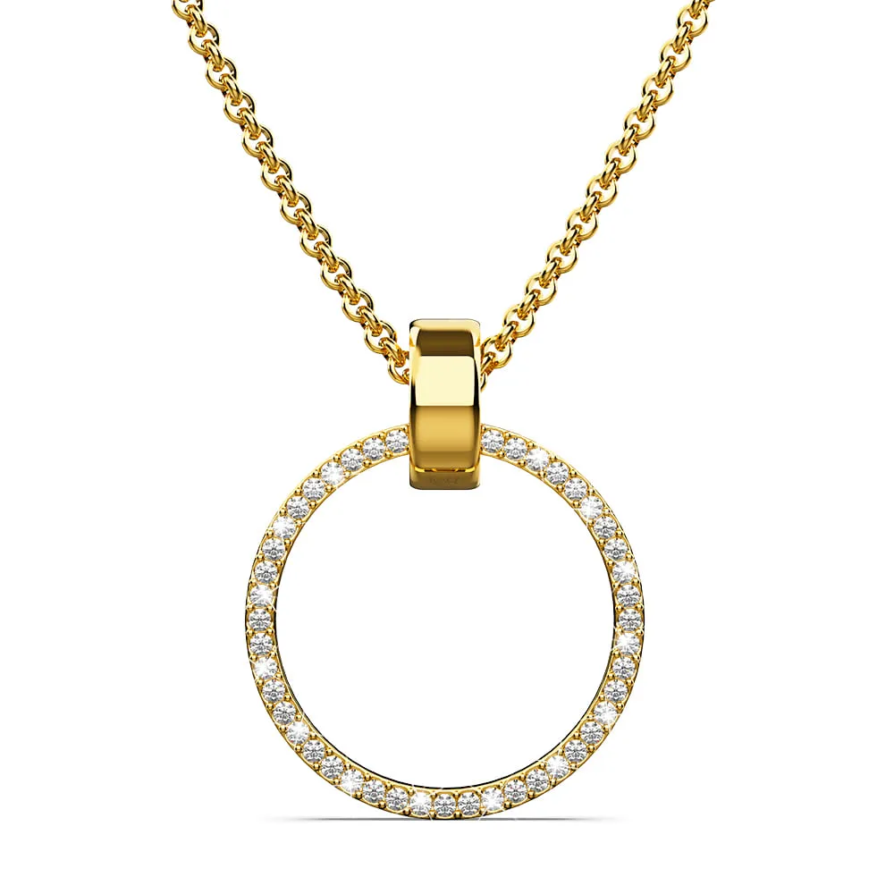 Boxed Orbit Earrings & Necklace Set with SWAROVSKI® Crystal in Gold