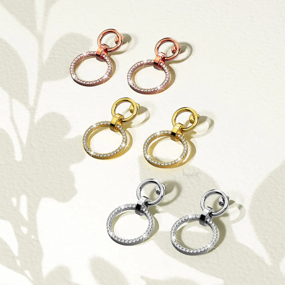 Boxed Orbit Earrings & Necklace Set with SWAROVSKI® Crystal in Gold