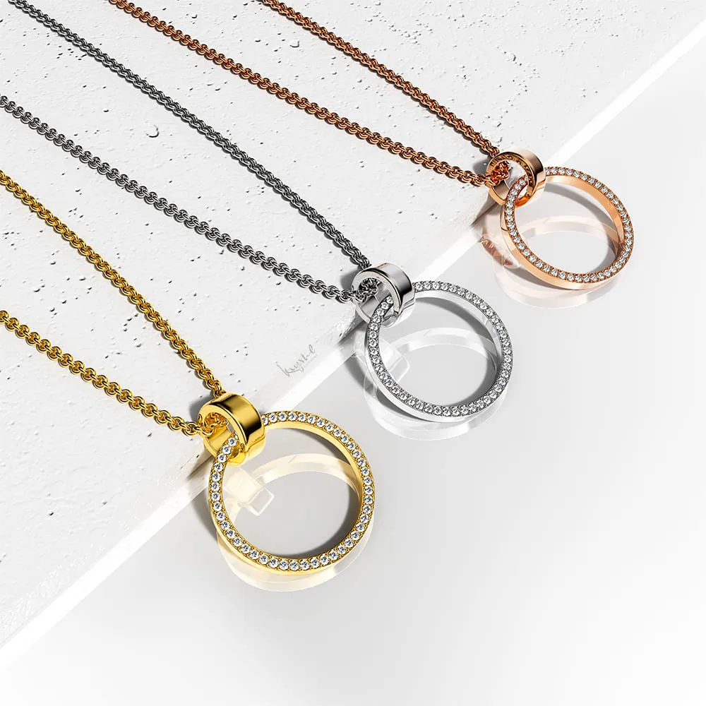 Boxed Orbit Earrings & Necklace Set with SWAROVSKI® Crystal in Gold