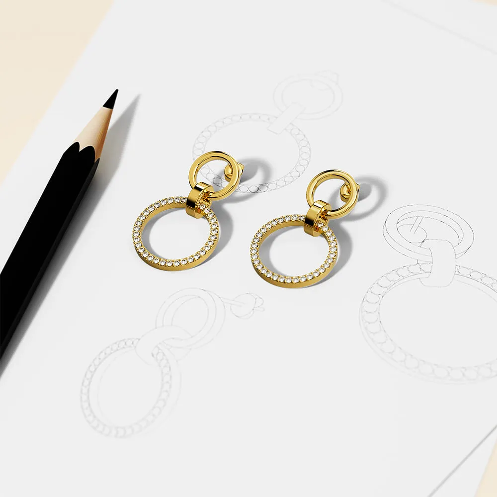 Boxed Orbit Earrings & Necklace Set with SWAROVSKI® Crystal in Gold